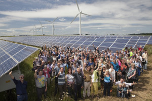 The Westmill Energy Coop is the largest in the UK. Together the local community has rasied more than £20 million for 5 wind turbines and a ground-mounted solar array. Members receive an average of 8% return on their investment. 