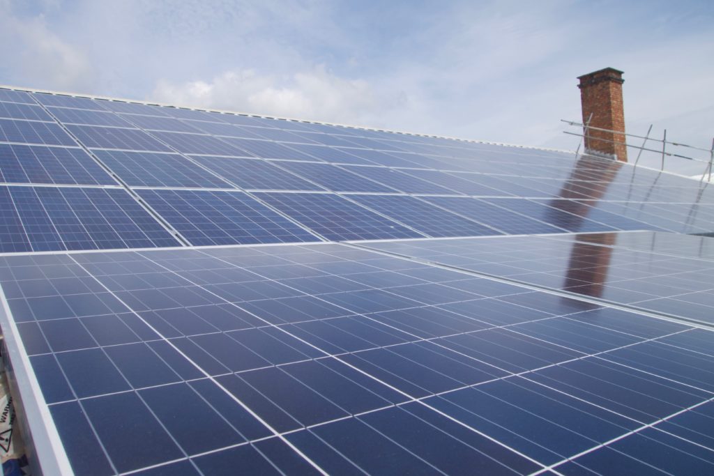 The eastern half of Brighton Energy Coop's new solar PV array at Infinity Foods Wholesale warehouse 