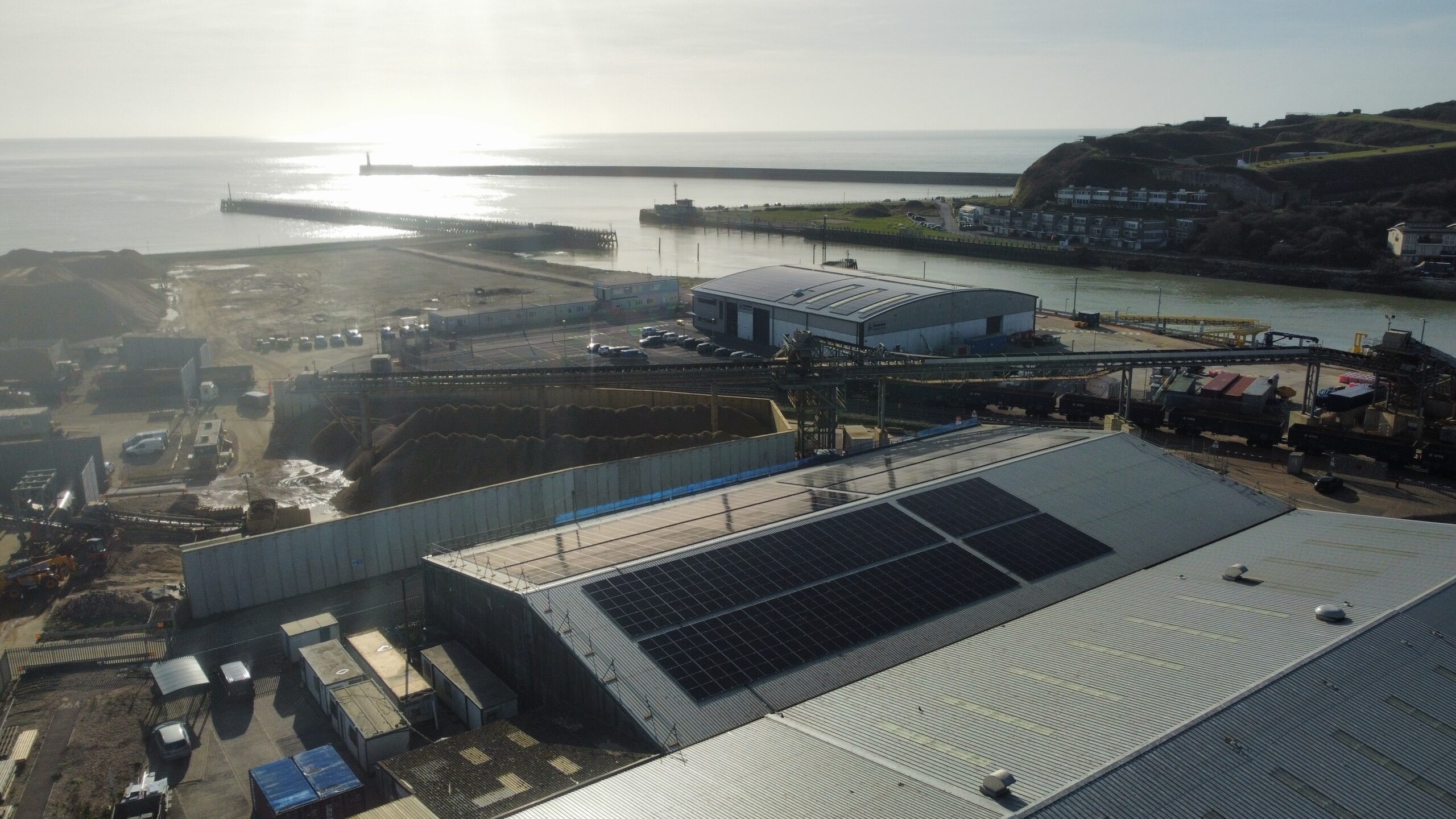 Community energy solar panels on Newhaven Port building